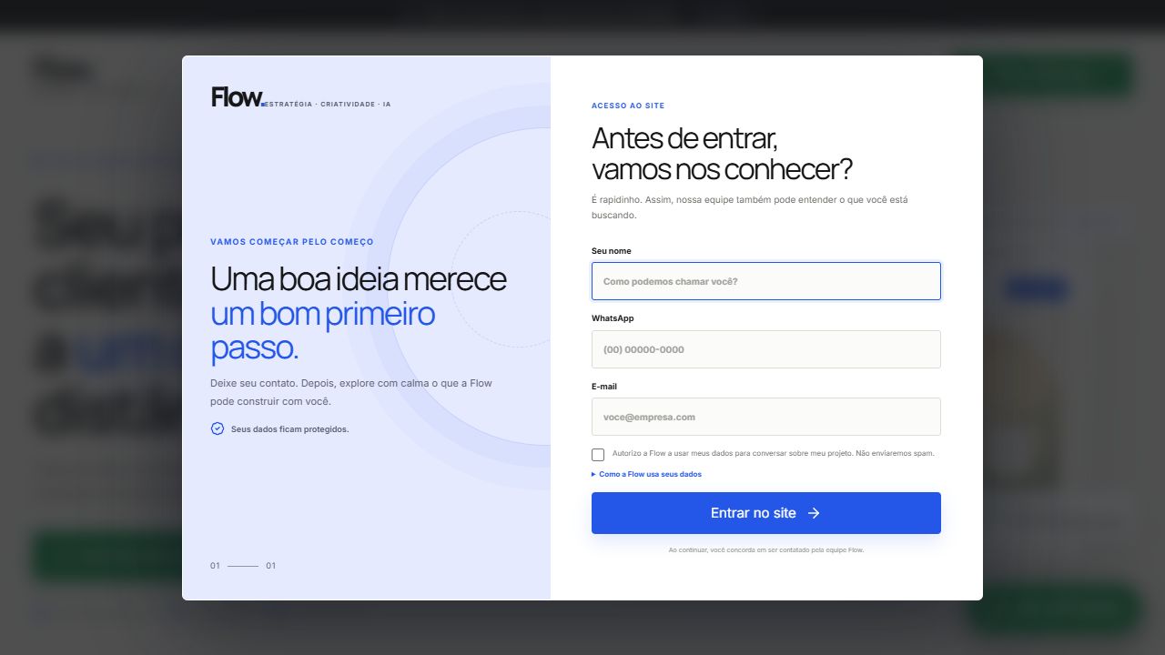 Prévia real do site Flow